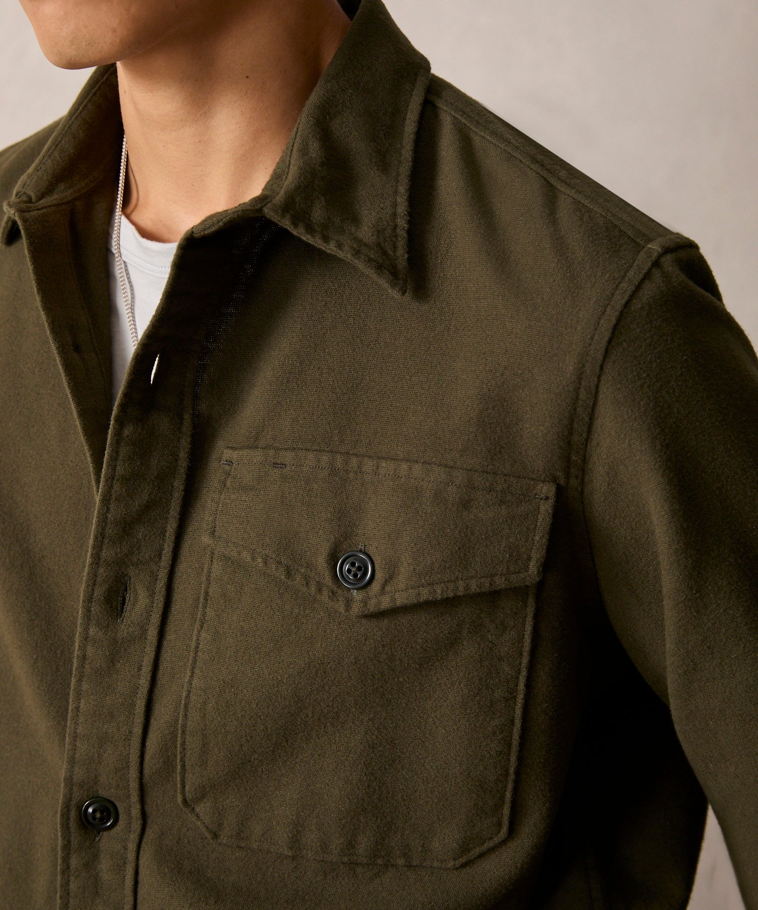 Chamois Shirt in Dark Moss - Image 4