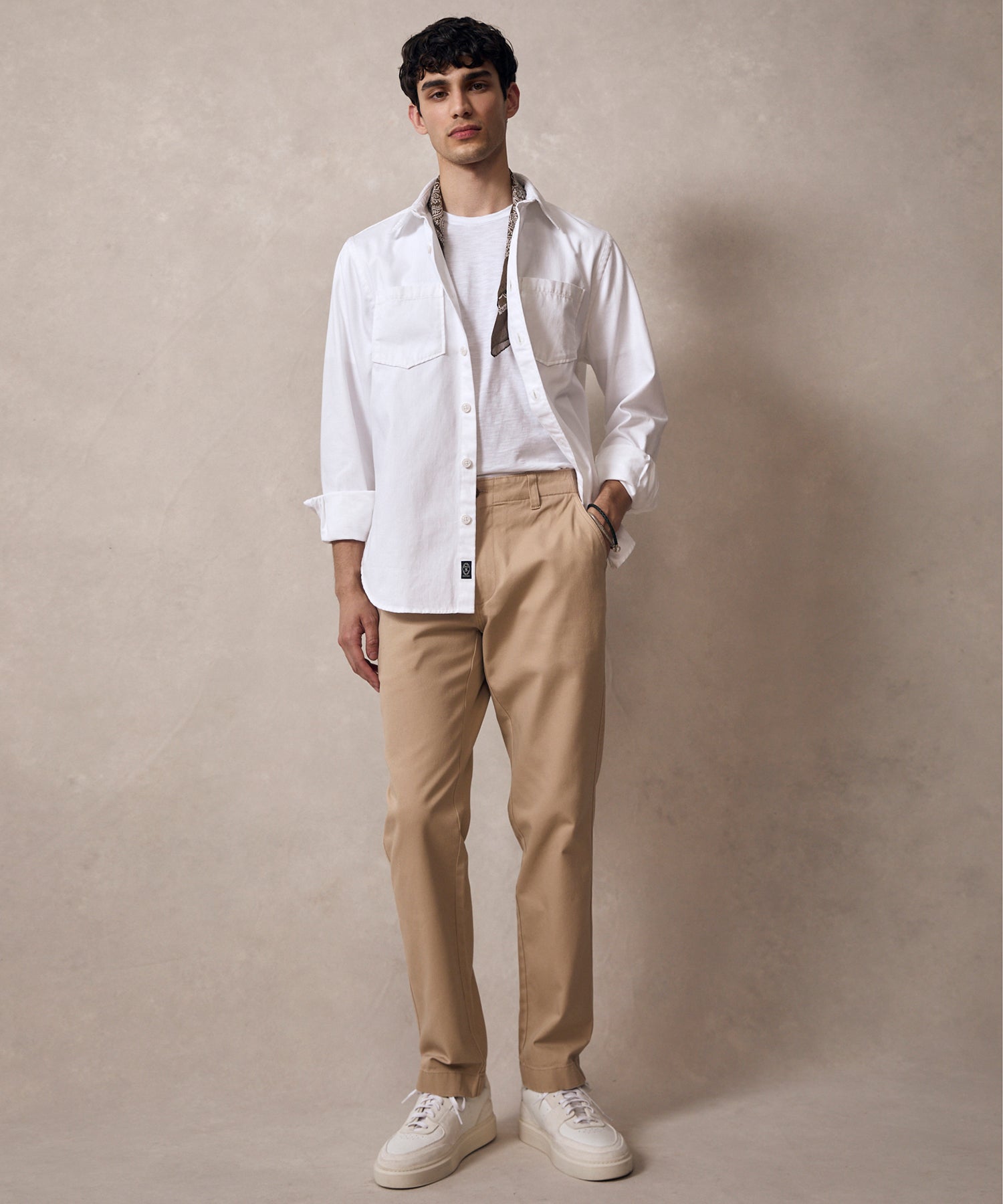 Classic Fit Denim Overshirt in White - Image 4