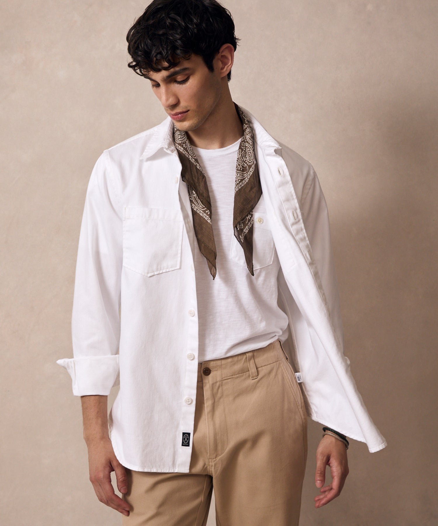 Classic Fit Denim Overshirt in White - Image 2