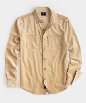 Velvet Overshirt in Beige