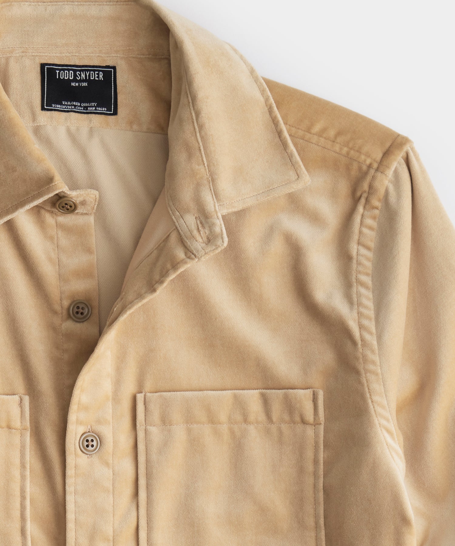 Velvet Overshirt in Beige - Image 2