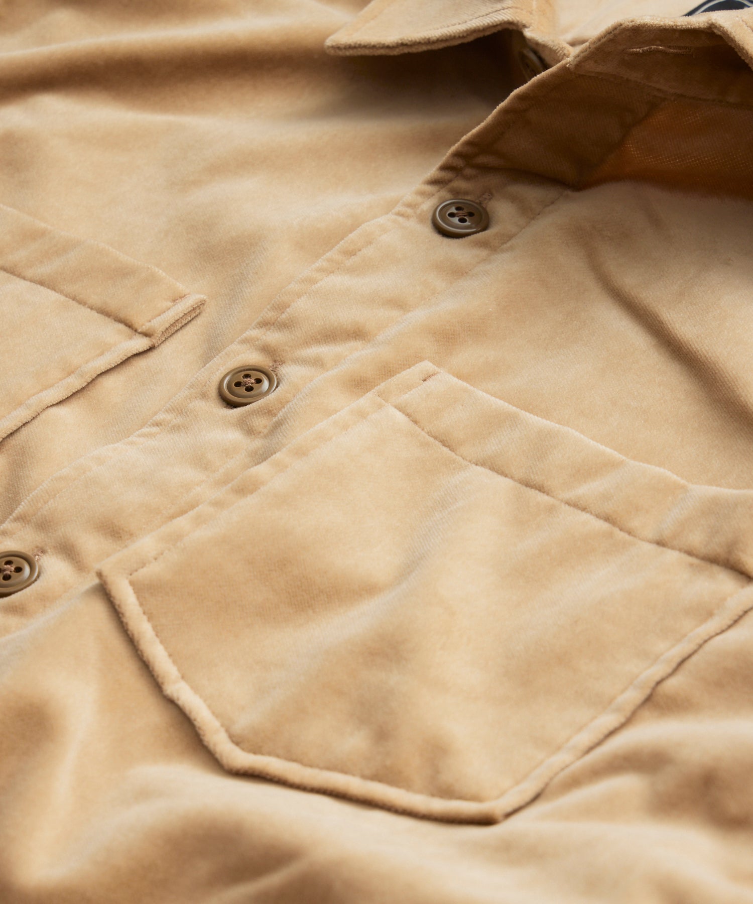 Velvet Overshirt in Beige - Image 3