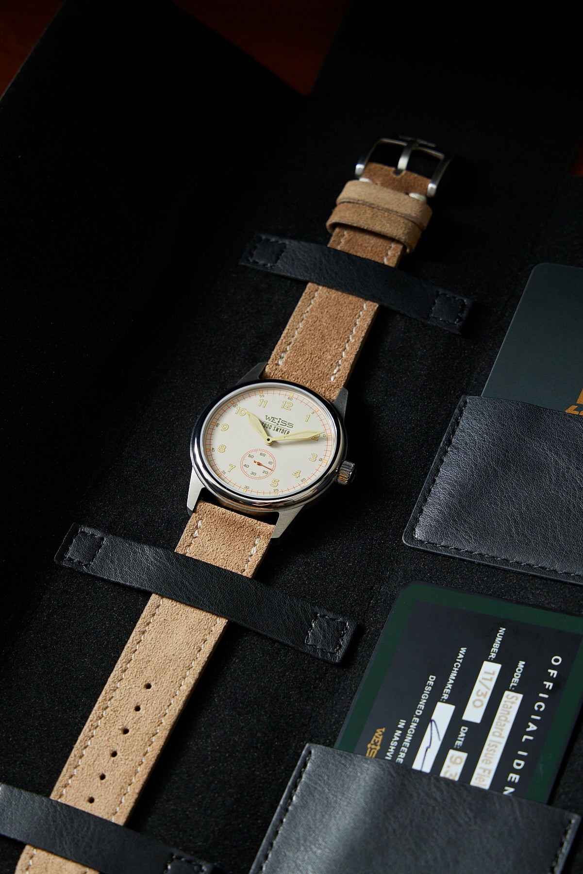 Todd Snyder x Weiss Watch Company 38MM Standard Issue Watch in Sand Storm - Image 4