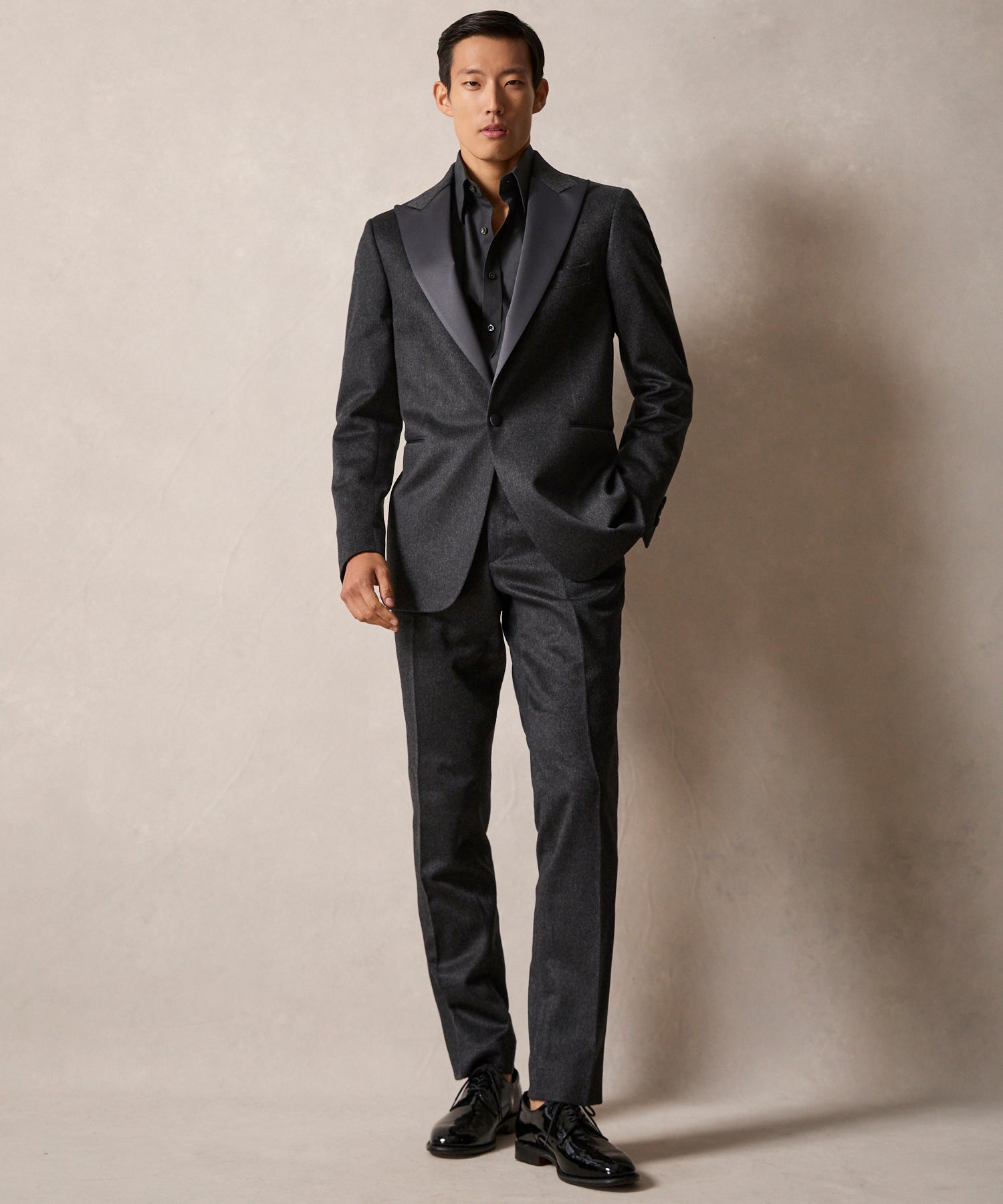 Slim Italian Cashmere Tuxedo Trouser - Image 3
