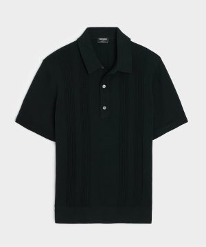 Silk-Cotton Ribbed Sweater Polo