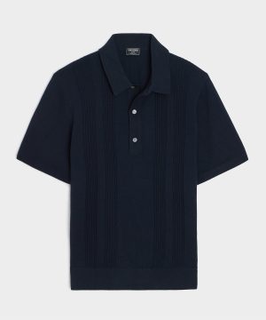 Silk-Cotton Ribbed Sweater Polo