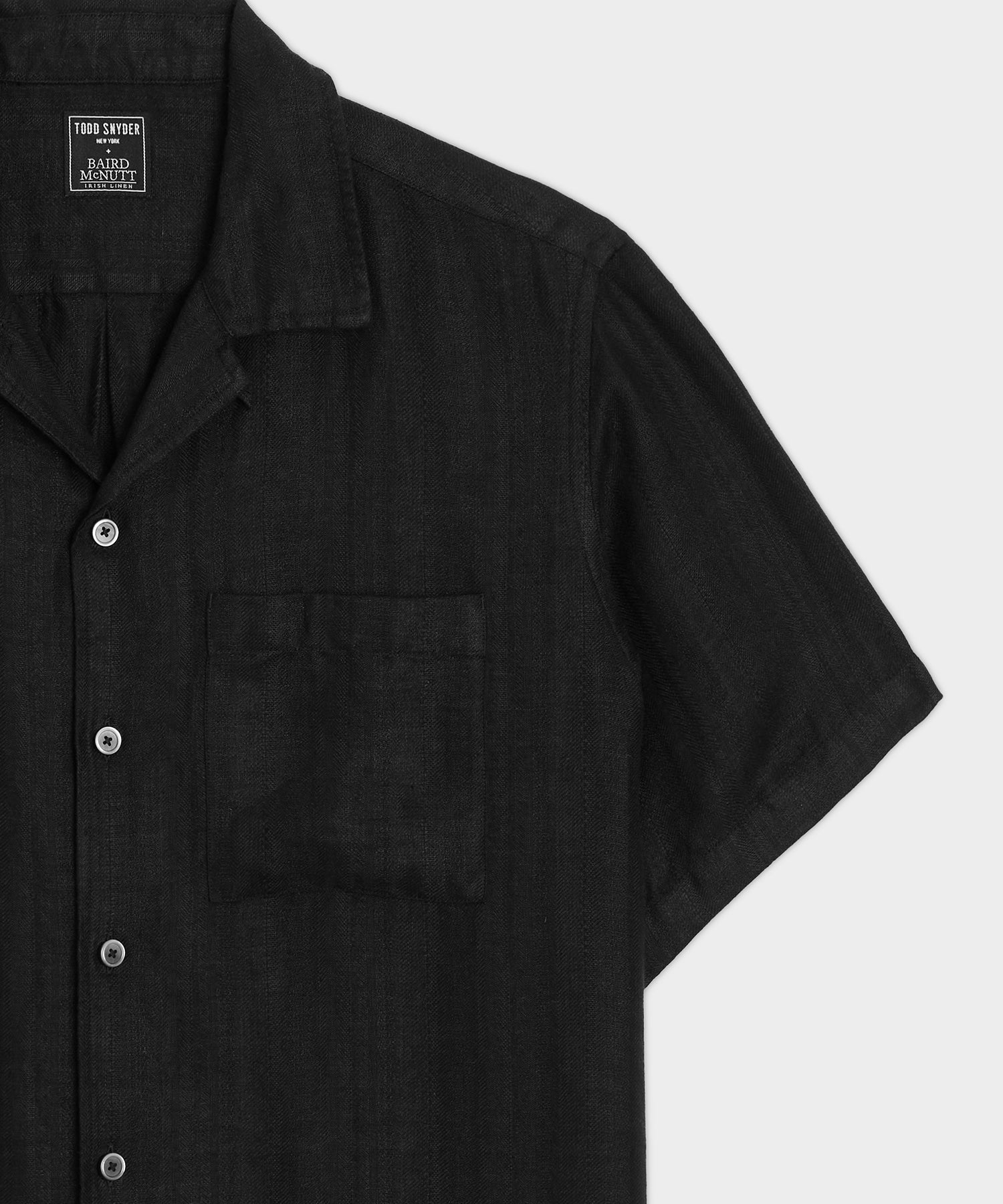 Textured Cropped Sea Soft Irish Linen Camp Collar Shirt - Image 5