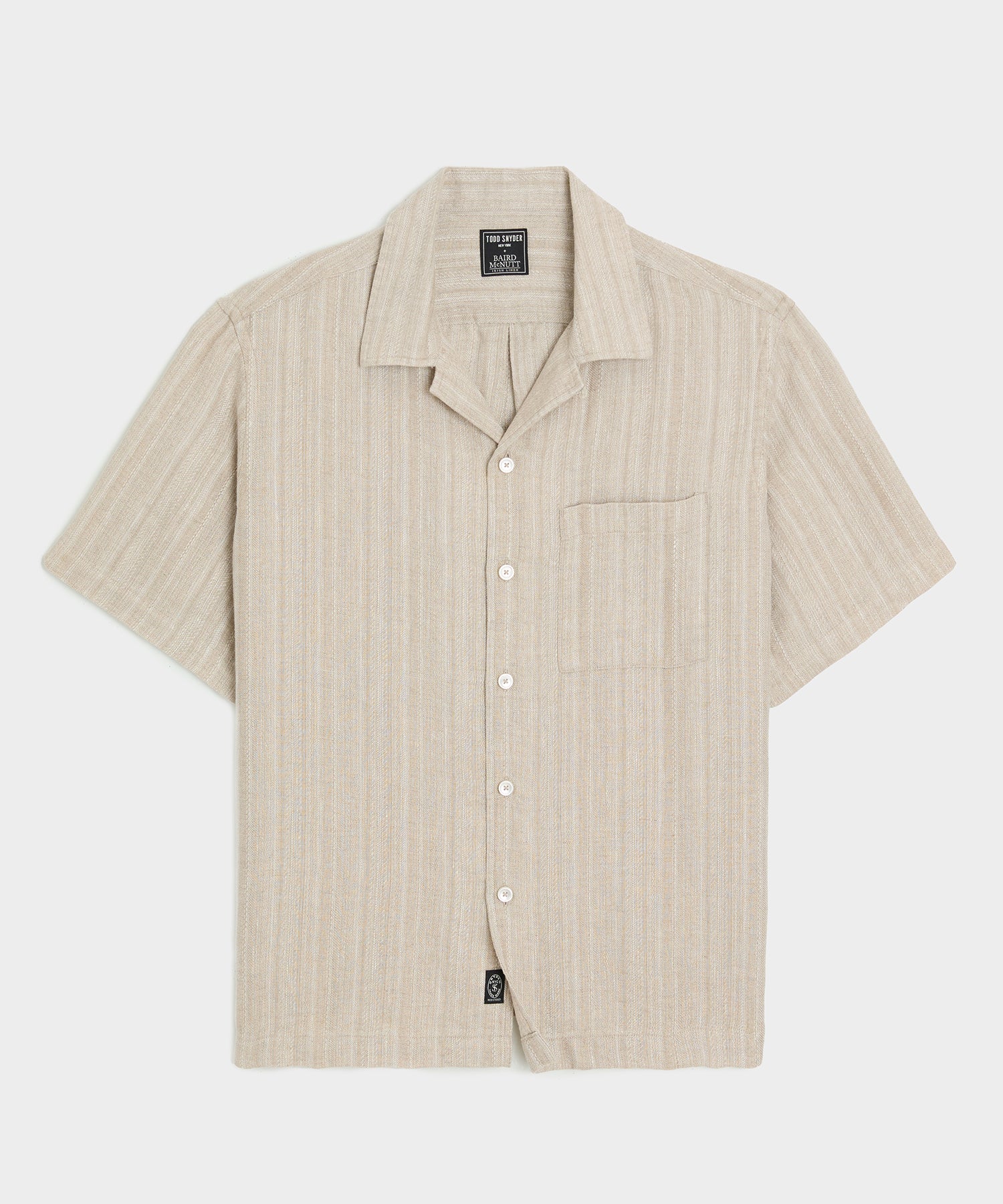 Textured Cropped Sea Soft Irish Linen Camp Collar Shirt