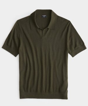 Premium Cashmere Montauk Polo in Snyder Olive