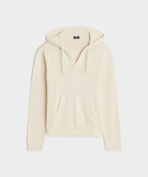 Linen-Cotton Popover Hoodie in Bisque