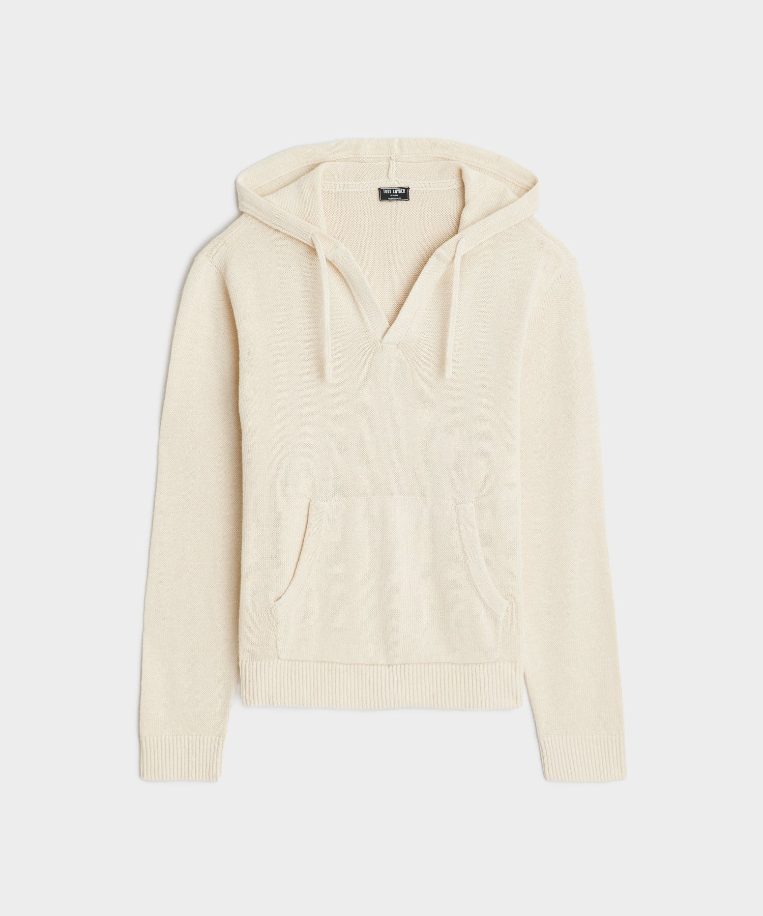 Linen-Cotton Popover Hoodie in Bisque