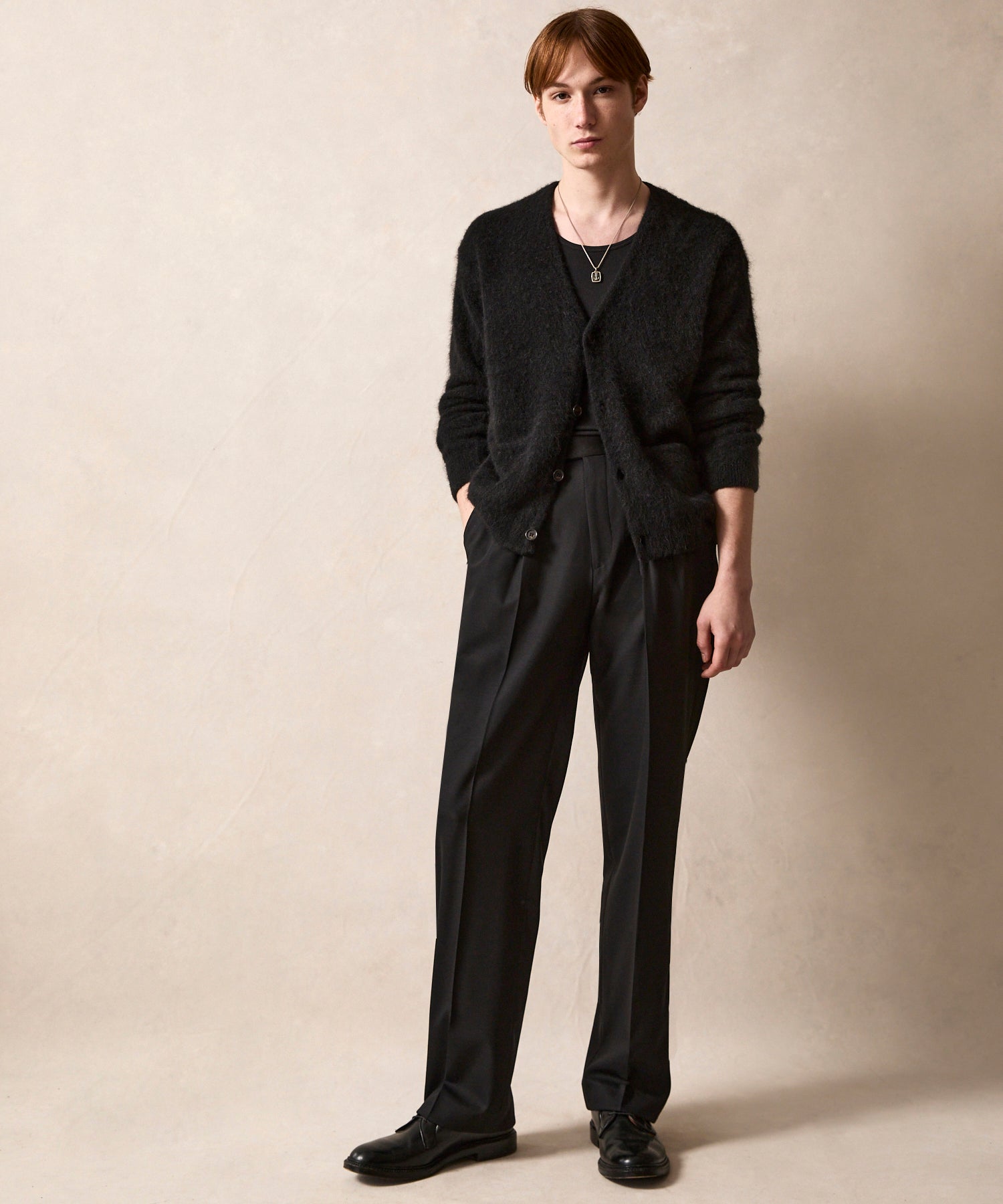 Brushed Alpaca Cardigan in Black - Image 3
