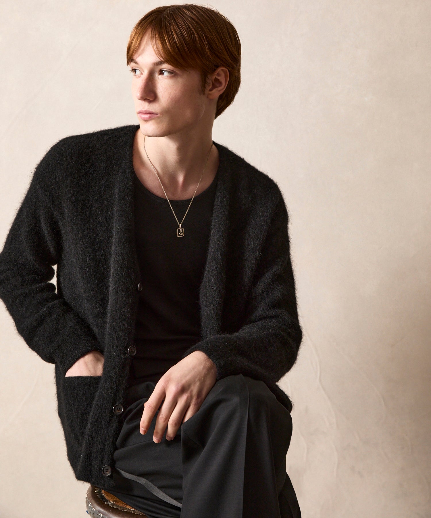 Brushed Alpaca Cardigan in Black - Image 2