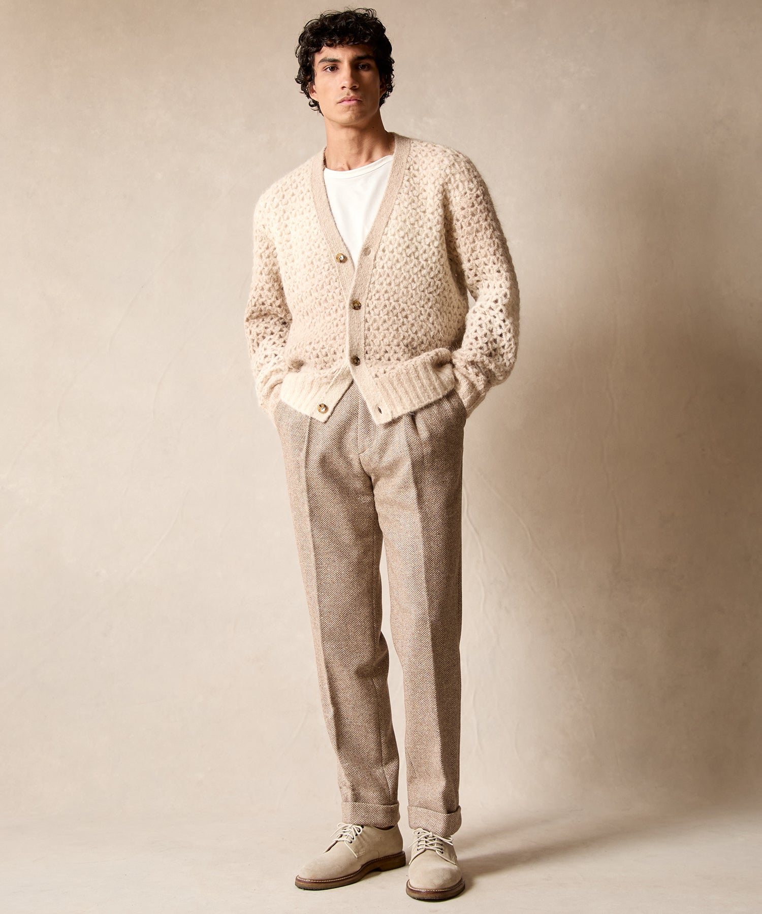 Italian Donegal Madison Trouser in Tan Herringbone - Image 6