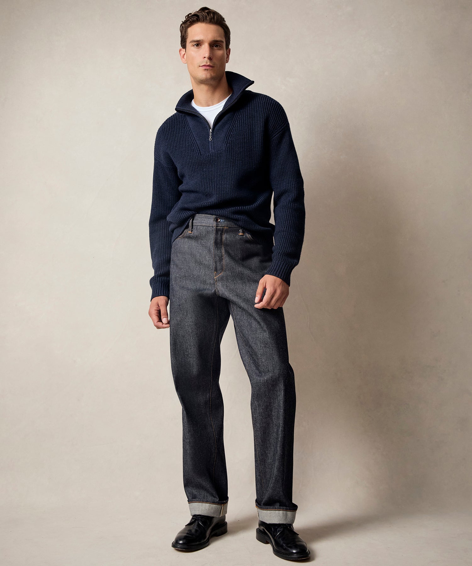 Merino Half-Zip Sweater in Navy - Image 4