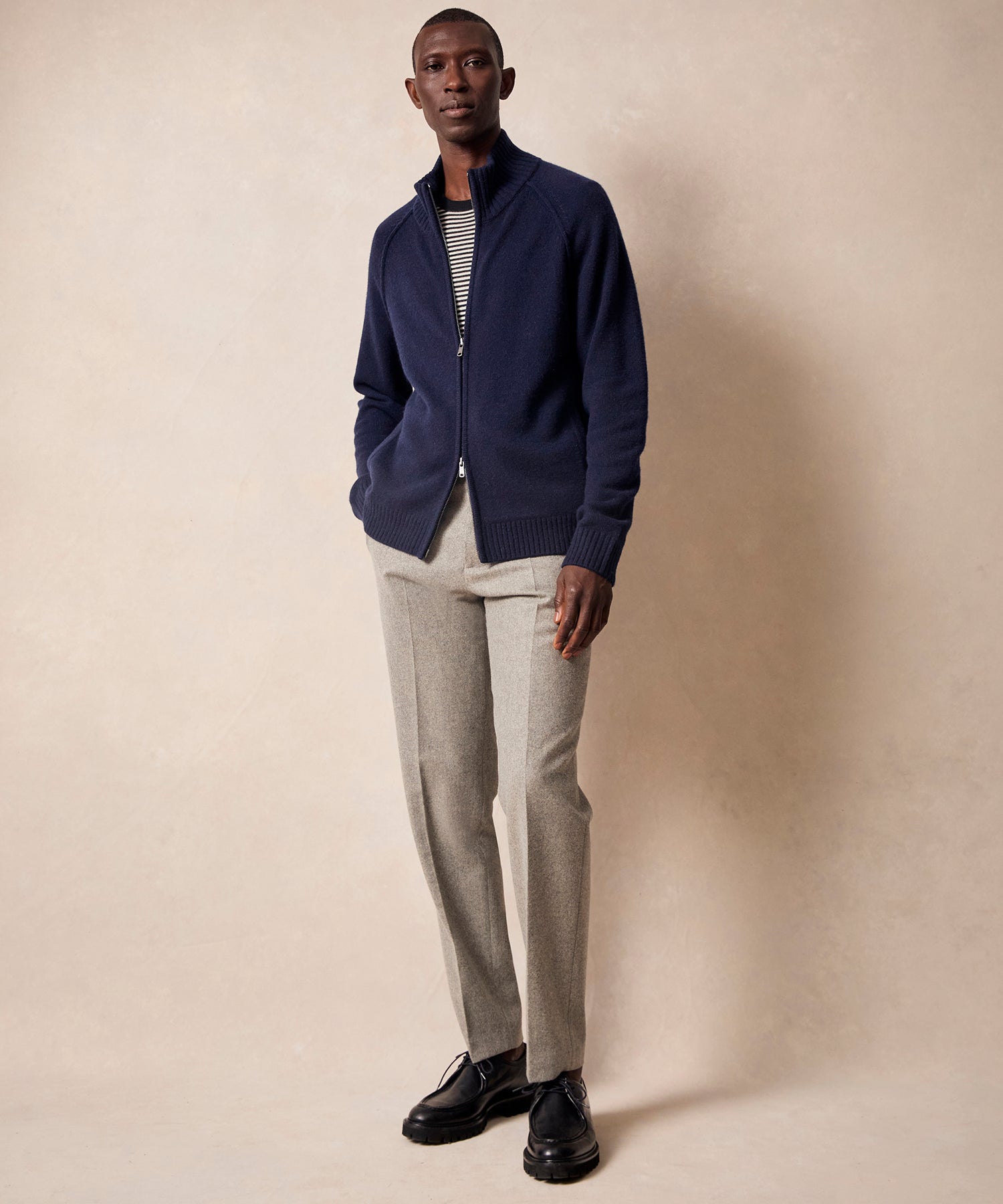 Nomad Cashmere Full-Zip Sweater in Navy - Image 5