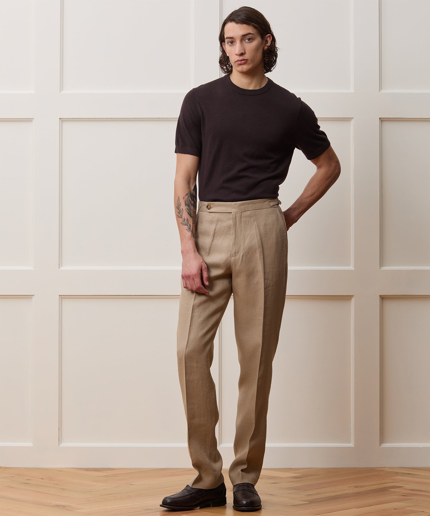 Italian Linen Side Tab Trouser - Image 3