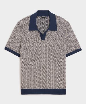 Silk-Cotton Skip-Stitch Montauk Sweater Polo