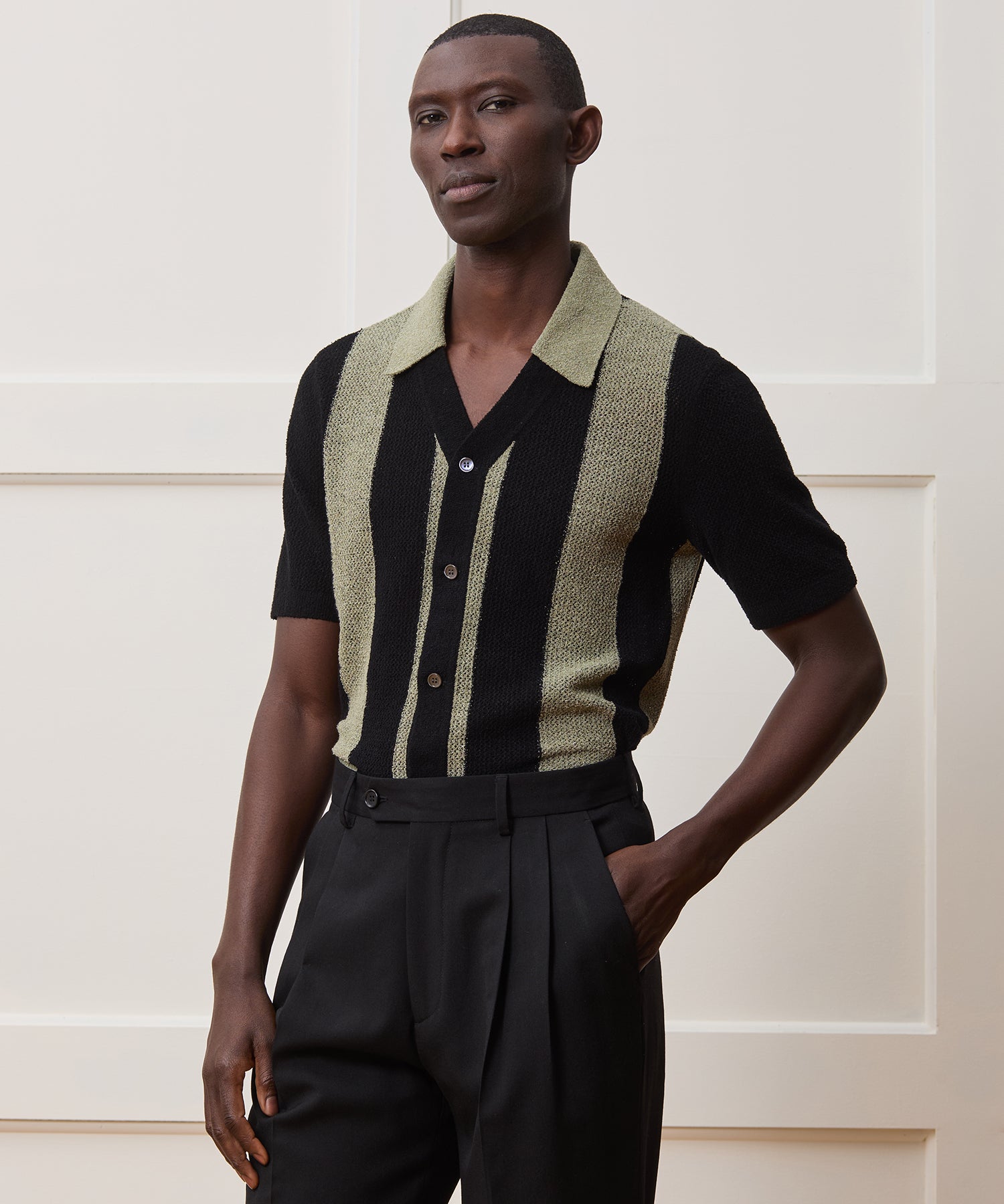 Cropped Boucle Sweater Polo - Image 2