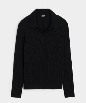 Silk-Cashmere Ribbed Montauk Sweater Polo