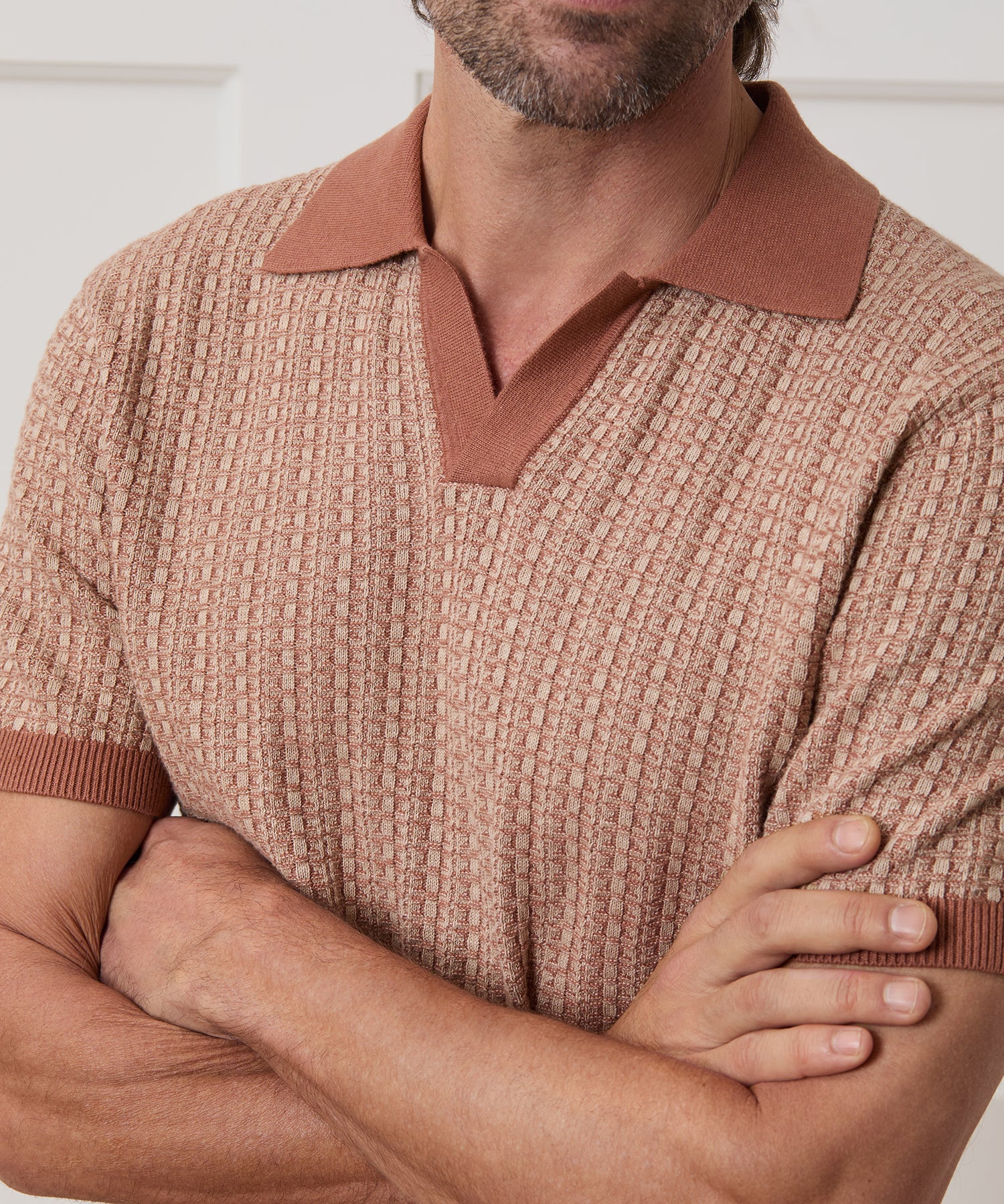 Linen Geometric Montauk Sweater Polo - Image 4