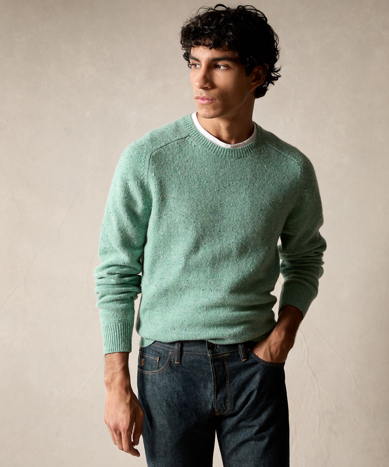 Donegal Crewneck Sweater in Pale Mint - Image 2