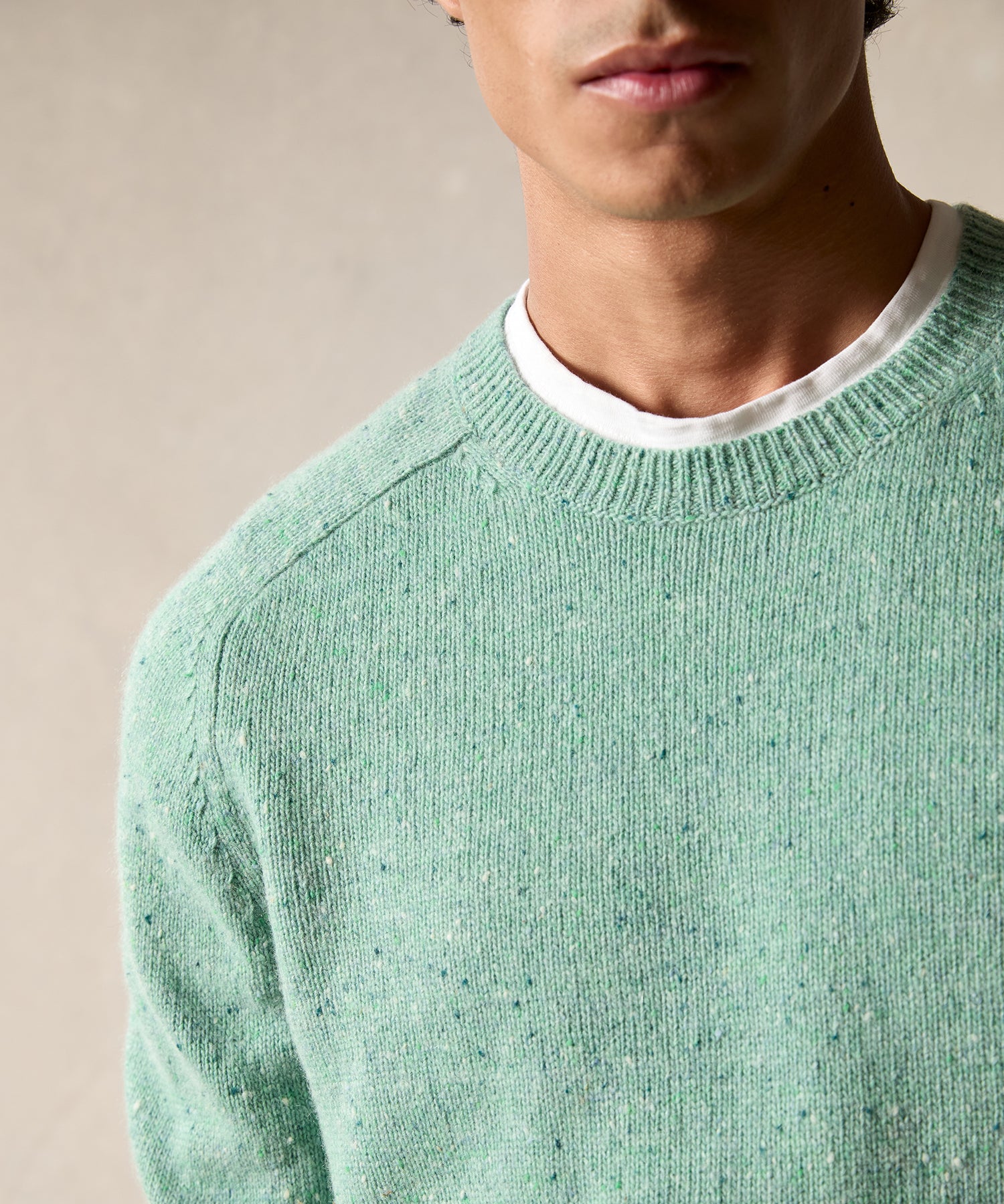 Donegal Crewneck Sweater in Pale Mint - Image 4