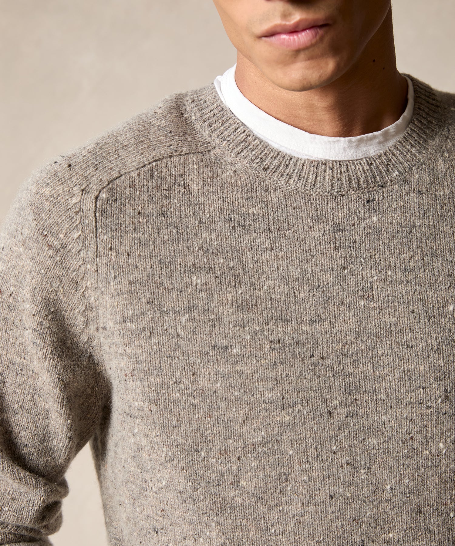 Donegal Crewneck Sweater in Stone Grey - Image 4