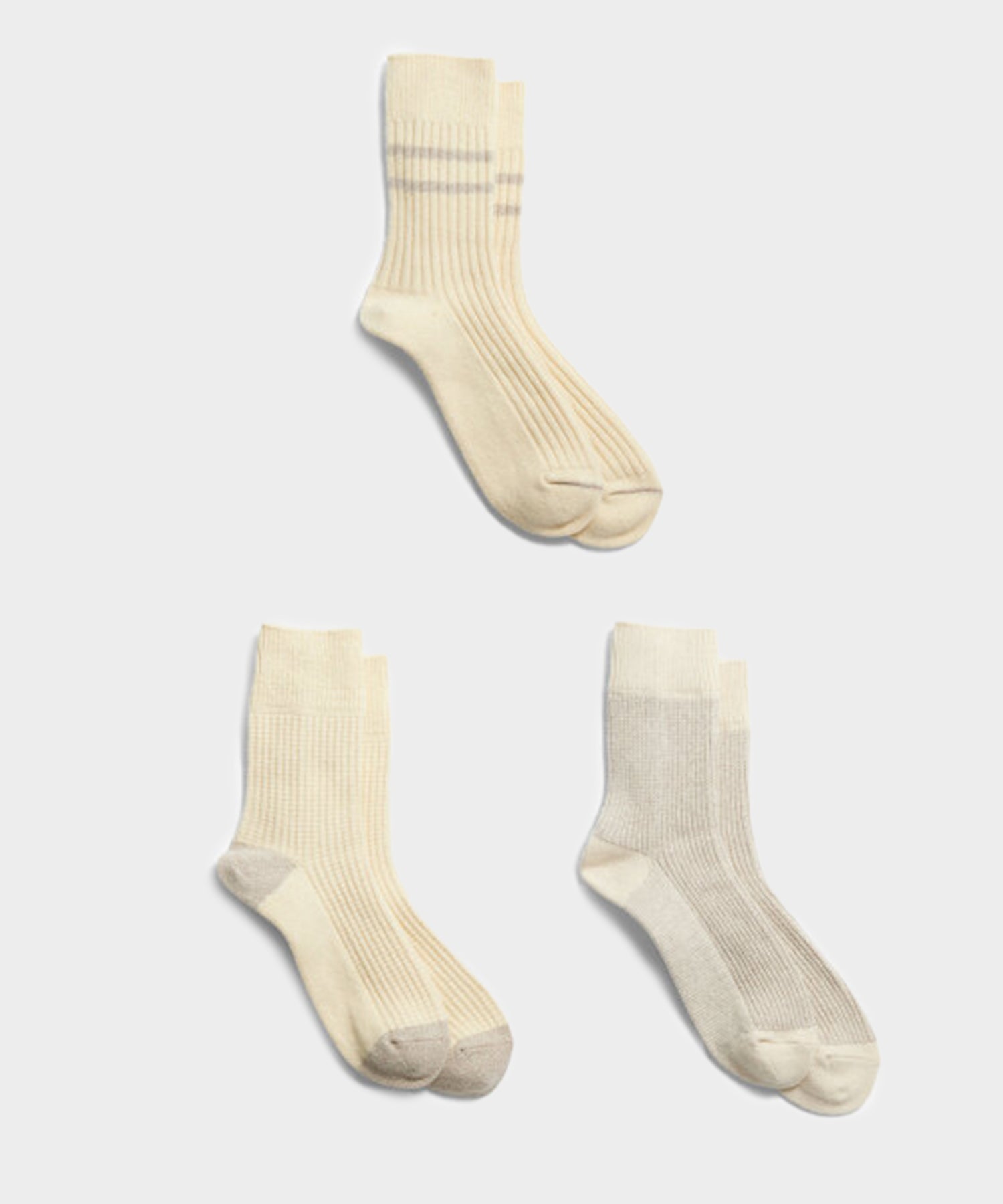 RoToTo Special Trio Socks in Off White / Grey - Image 2