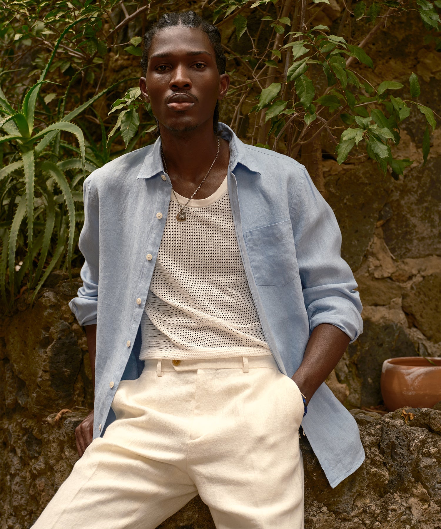 Sea Soft Irish Linen Point Collar Shirt - Image 2