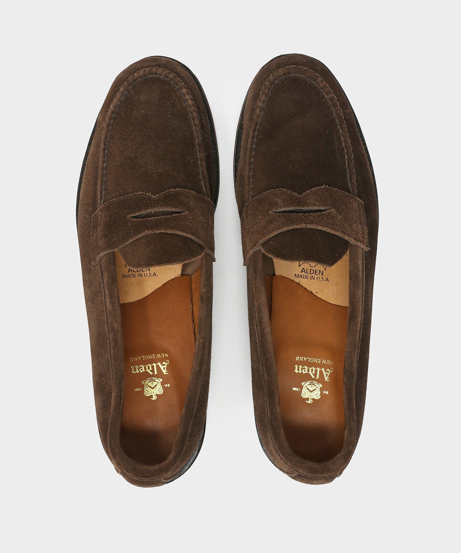 Alden Dark Brown Suede Penny Loafer - Image 3