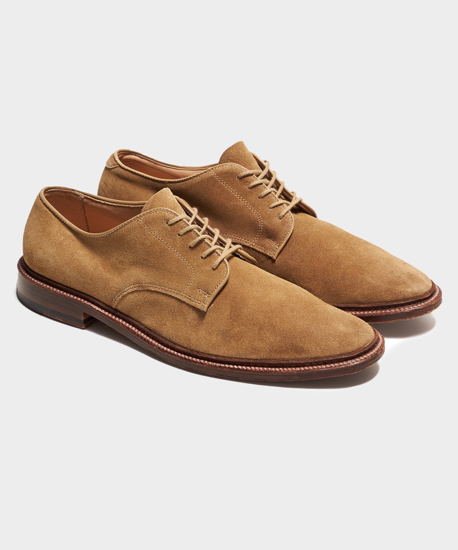 Alden Unlined Suede Plain Toe Blucher in Tan - Image 2