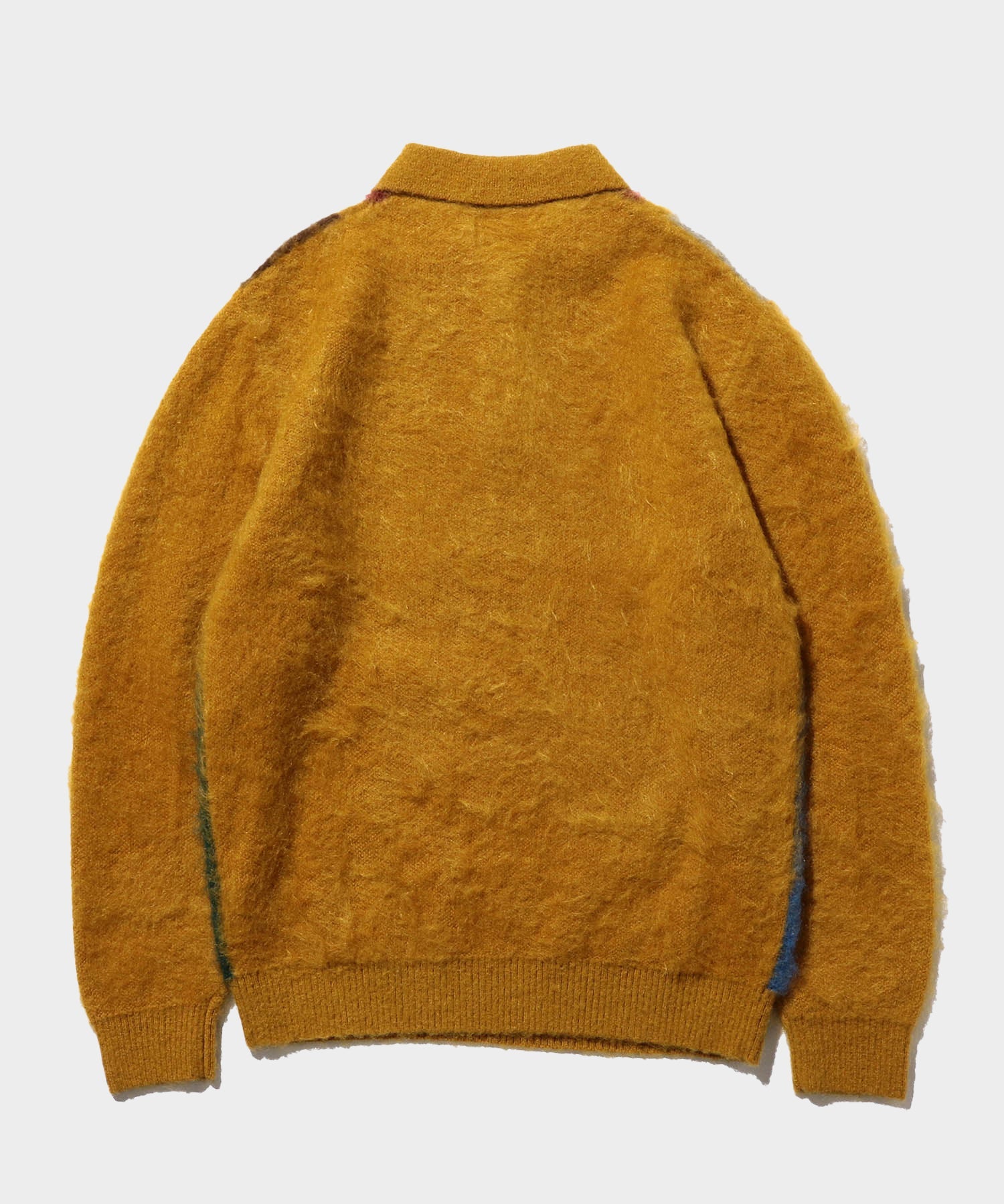 BEAMS Plus Knit Polo Shaggy in Mustard - Image 2