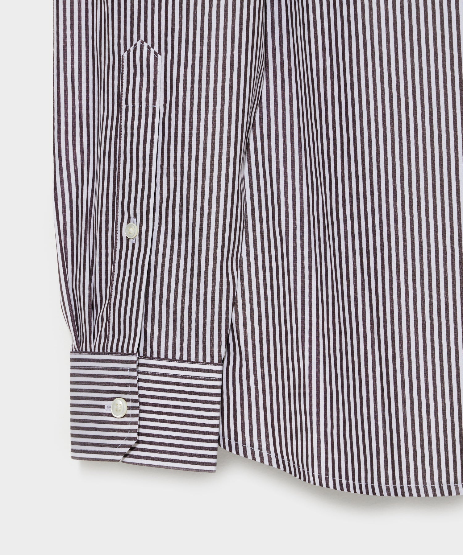 Spread Collar Poplin Dress Shirt in Brown Banker Stripe - Image 4