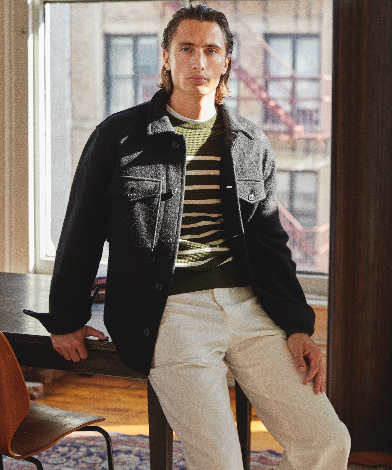 Italian CPO Shirt Jacket in Black - Image 2