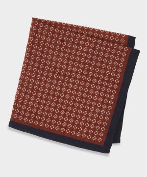 Italian Foulard Pocket Square in Rust