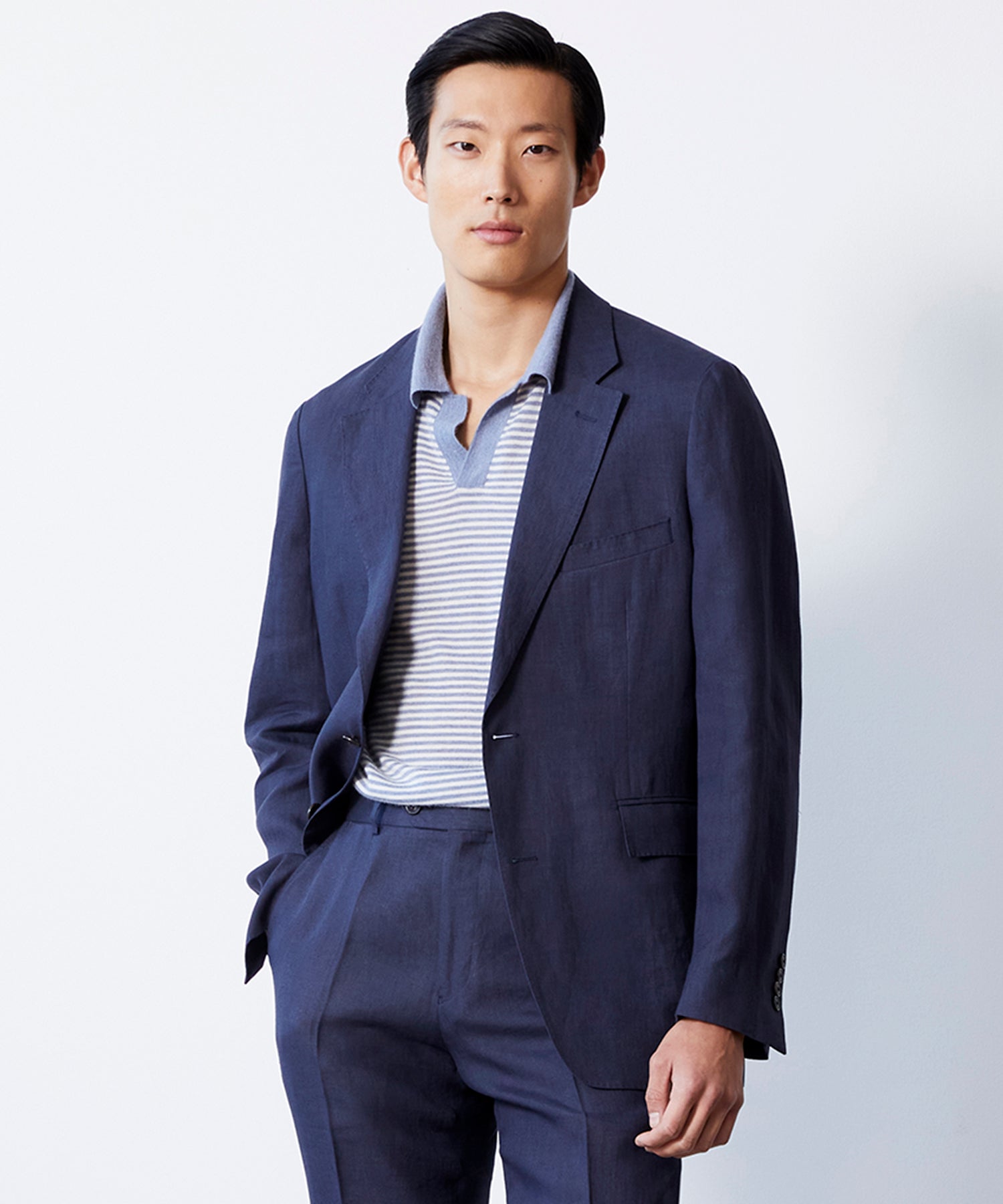 Italian Hemp Sutton Jacket in Navy Ink - Image 4