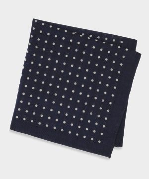 Italian Polka Dot Pocket Square in Navy