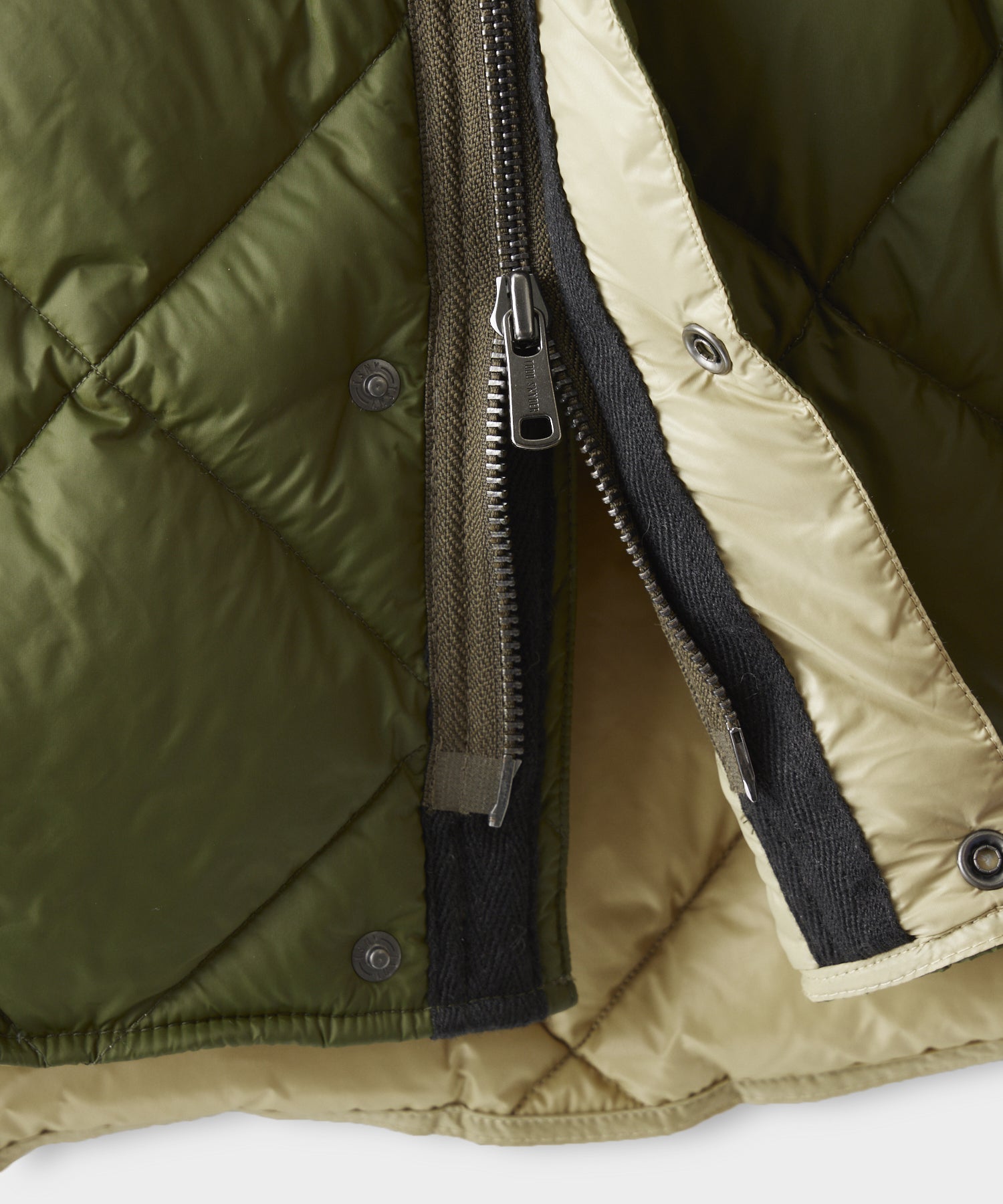 Italian Quilted Down Snap Bomber in Olive - Image 6