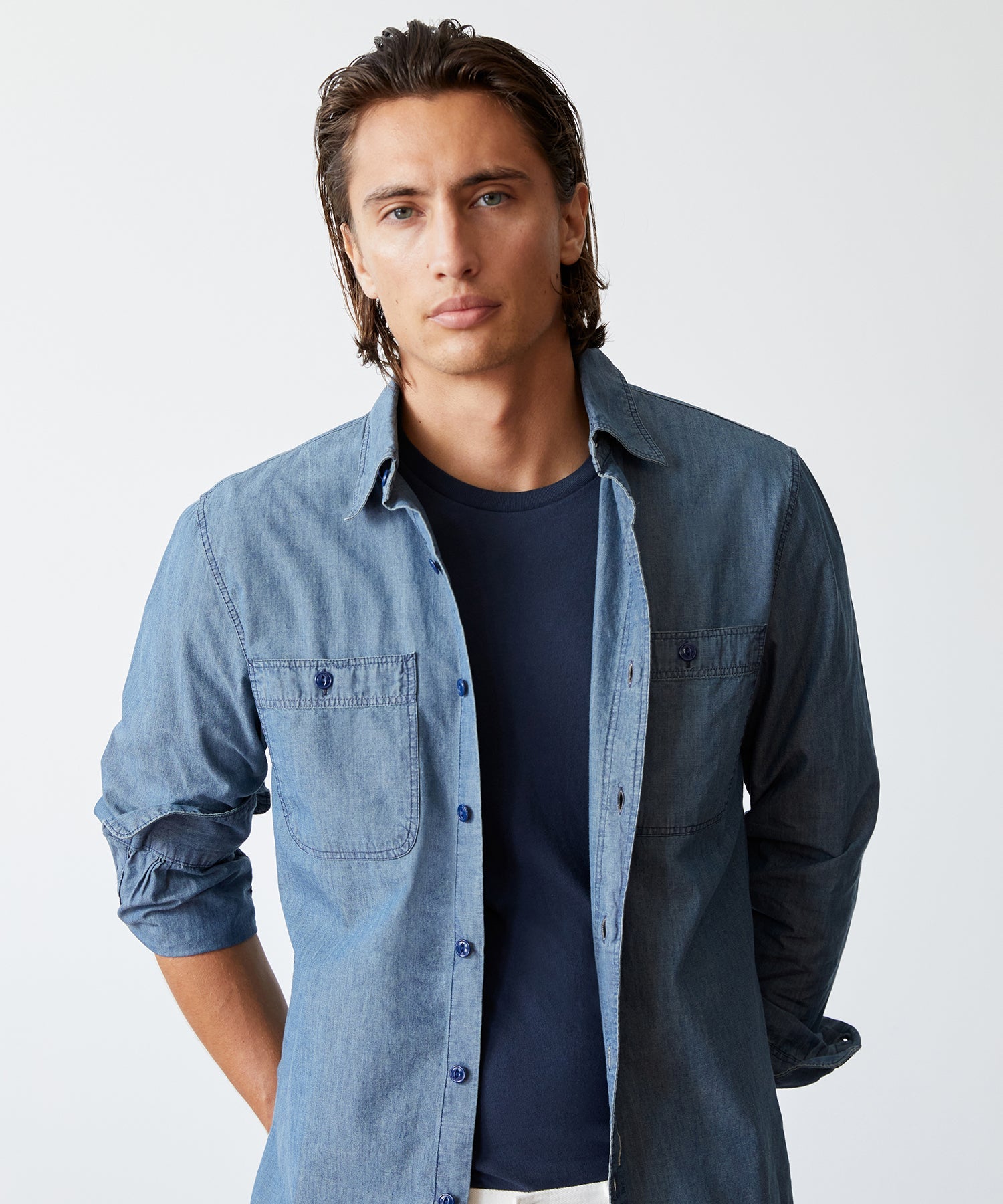 Slim Japanese Chambray Work Shirt - Image 2