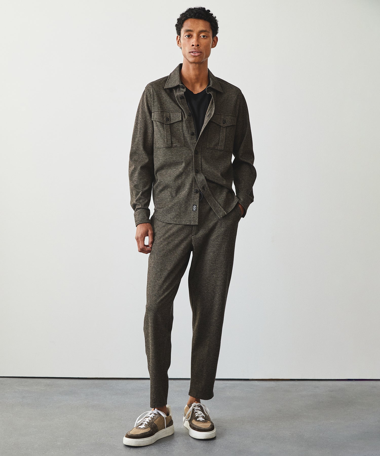 Knit Twill Utility Shirt in Black - Image 2