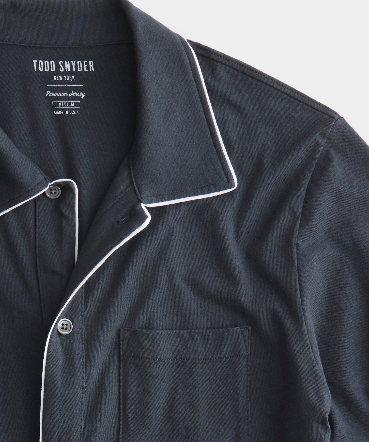 Made in L.A. Montauk Tipped Full Placket Polo in Railings - Image 2