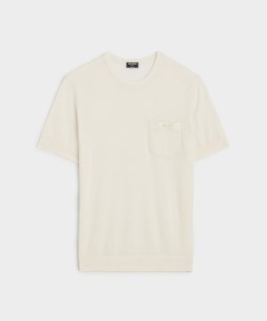 Premium Cashmere Pocket Tee in Bisque