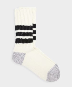 Rototo Coarse Ribbed Old School Crew Socks in Black