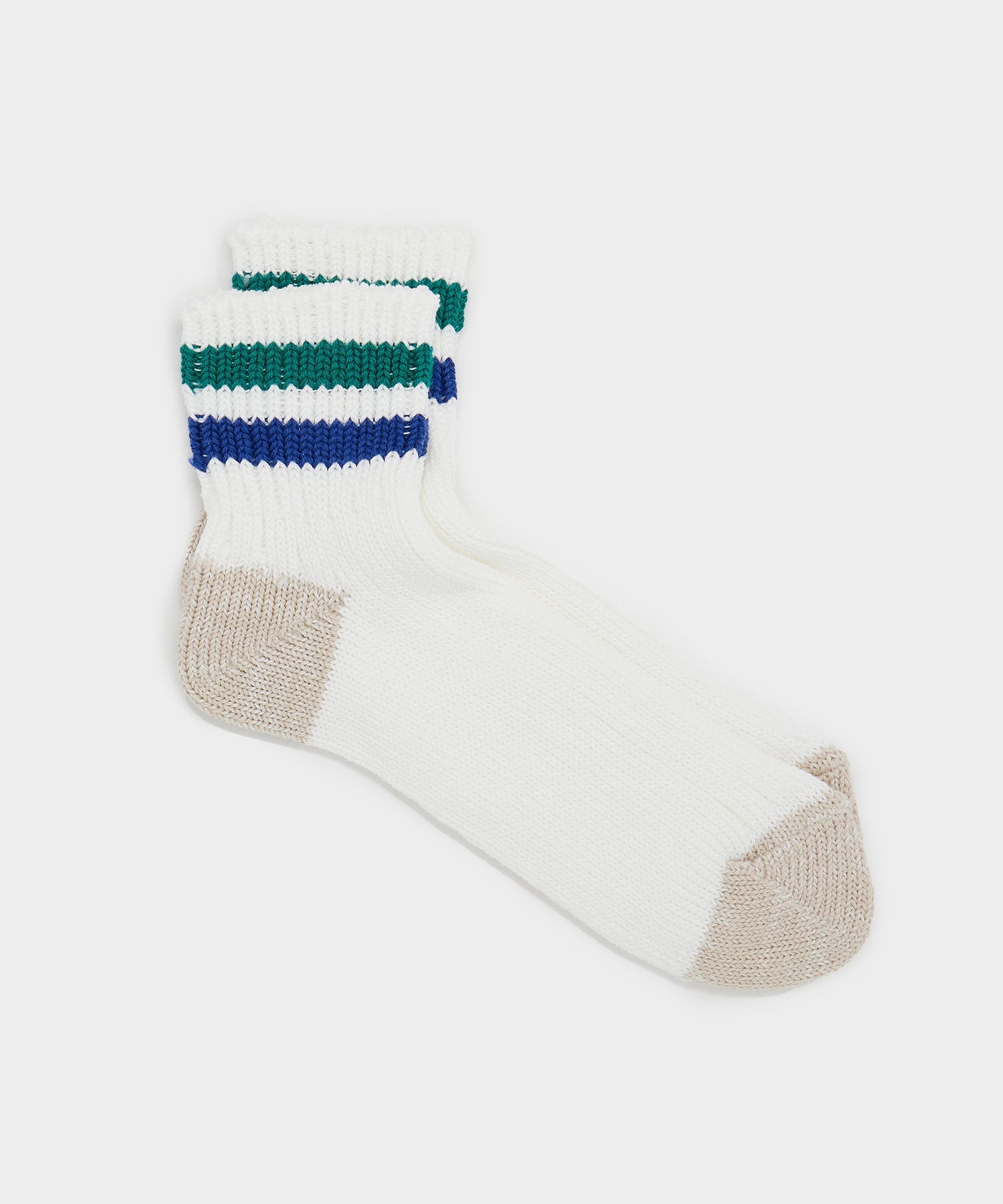 RoToTo Old School Ankle Sock in Green/Blue