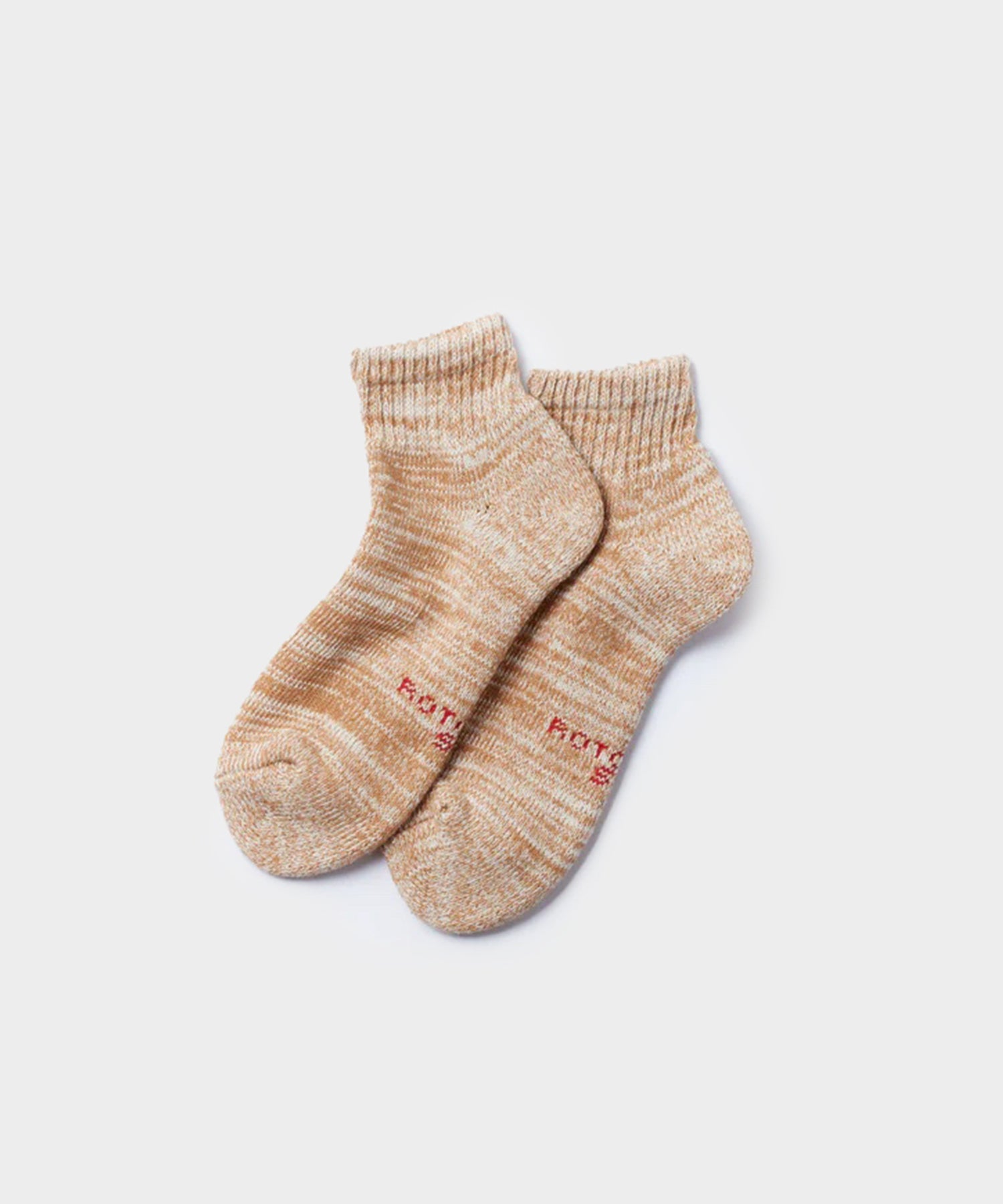 RoToTo Organic Daily 3 Pack Ankle Socks in Brown & Ecru - Image 3