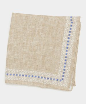 Tile Border Pocket Square in Burlap